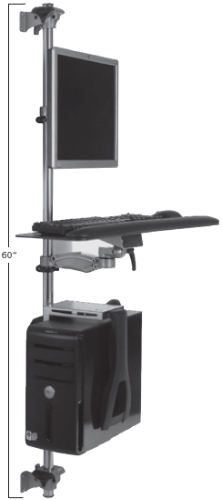 ISE MA4000-1-TP-CPU-WP5 Computer On A Wall with 60" H and 1.25" Diameter Pole