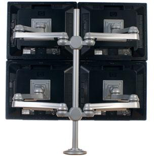 ISE MA2000 Flat Panel Quad LED Monitor Arm Silver