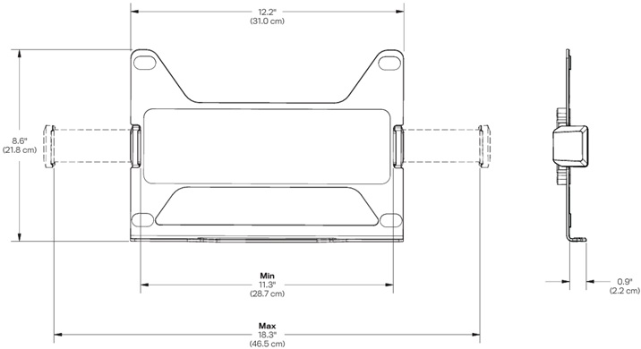 Technical Drawing for HAT LT-HLDR Universal Laptop Holder
