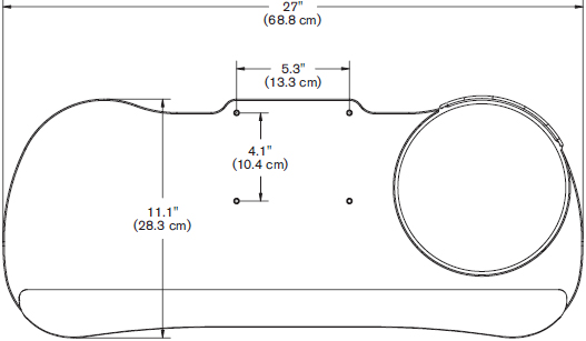 Technical drawing for Innovative 8491-8495 Extended Reach Keyboard Arm, 27" Keyboard Tray