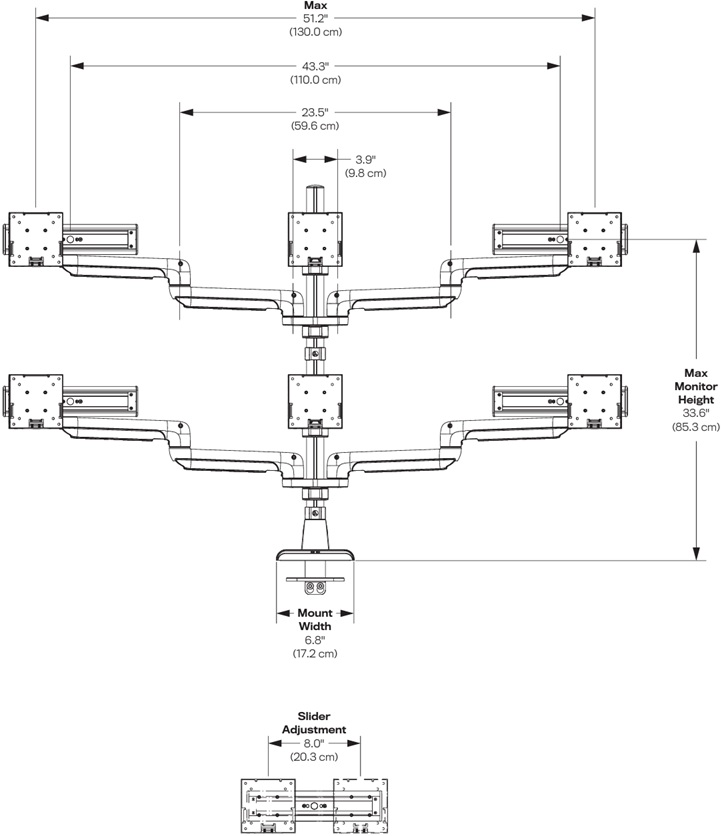 Technical Drawing for HAT E5G-P33SS E5 Three Over Three Static Pole