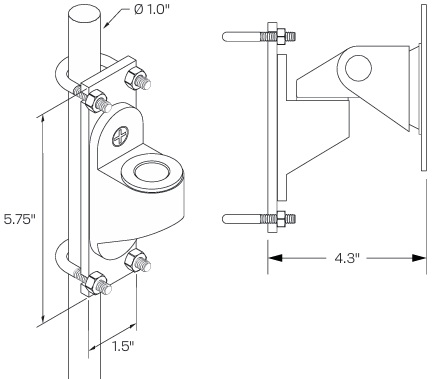 Technical Drawing for Innovative 9110-HD-8460 Heavy Duty Wire Shelving Monitor Mounting Bracket