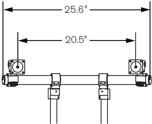 Technical Drawing for Innovative 9169-2-2P ArcView Dual Monitor Beam with two 12" Mounting Poles