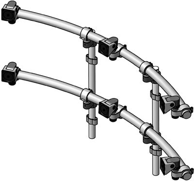 Innovative 9169-D-3 ArcView Triple Monitor Beams with two Mounting Poles