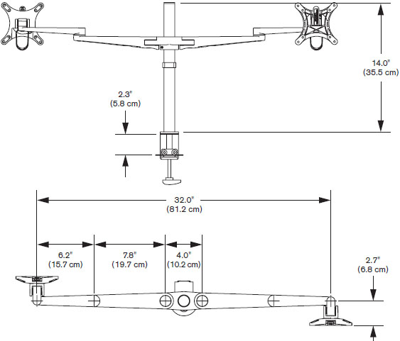 Technical Drawing for Innovative 5801 EVO Dual Pole Arm