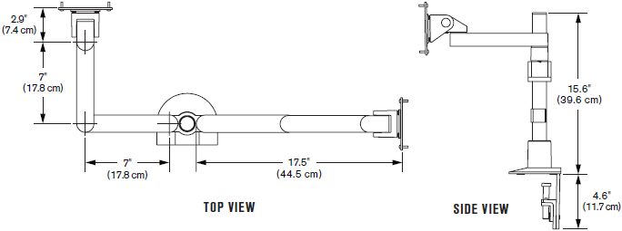 Technical Drawing for Innovative 9163-S-14 Side-by-Side Dual Mount (oversized LCDs)