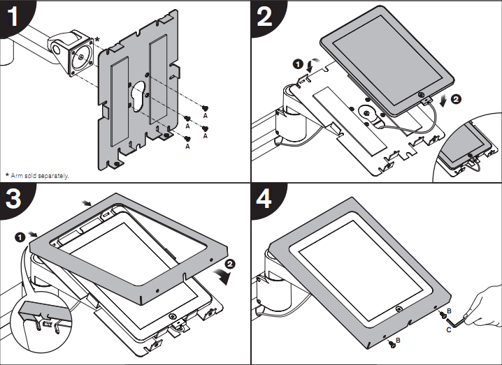 Installation of secure iPad holder with arm