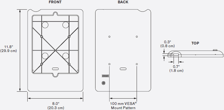 Technical Drawing for Innovative 8438 Secure iPad Holder