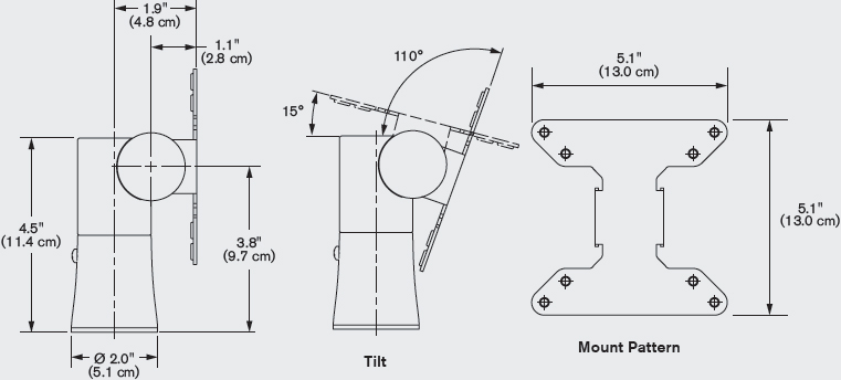 Technical Drawing for Innovative 9236 iPad or Tablet POS Mount