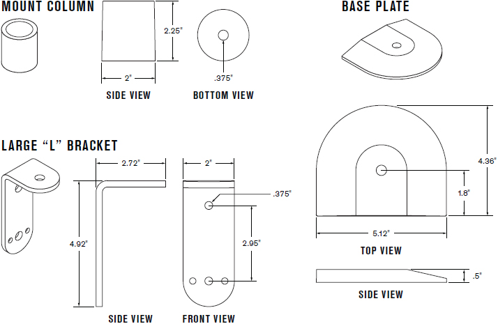 Technical Drawing for Innovative 8111 Flexmount Mount