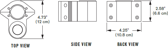 Technical Drawing for Innovative 8210 Pole Clamp Mount holds up to 55 lbs