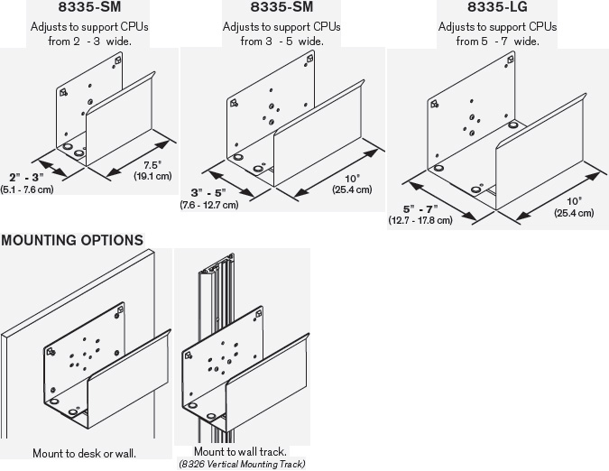 Technical Drawing for Innovative 8335-MD Medium Vertical CPU Holder