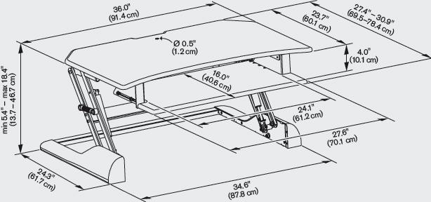Technical Drawing for Innovative WNST2-DESK-36-CRN Winston Corner Desk 2 - 36