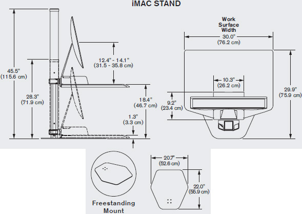 Drawing for Innovative Winston Apple iMac Freestanding Sit-Stand Workstation
