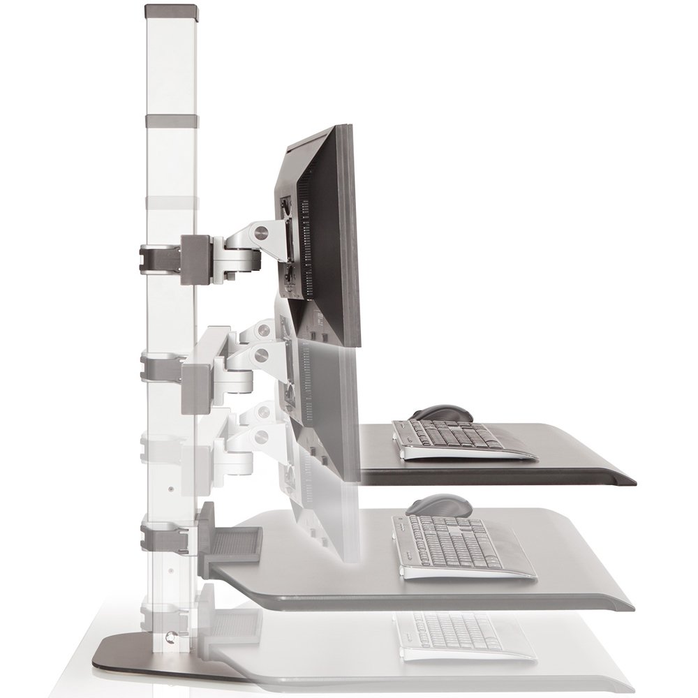 Seamless height adjustment of the Winston Dual Monitor Workstation