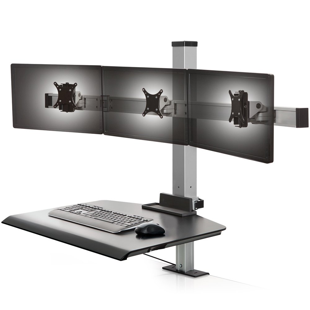 Winston Triple Monitor Mount Freestanding Sit Stand Workstation