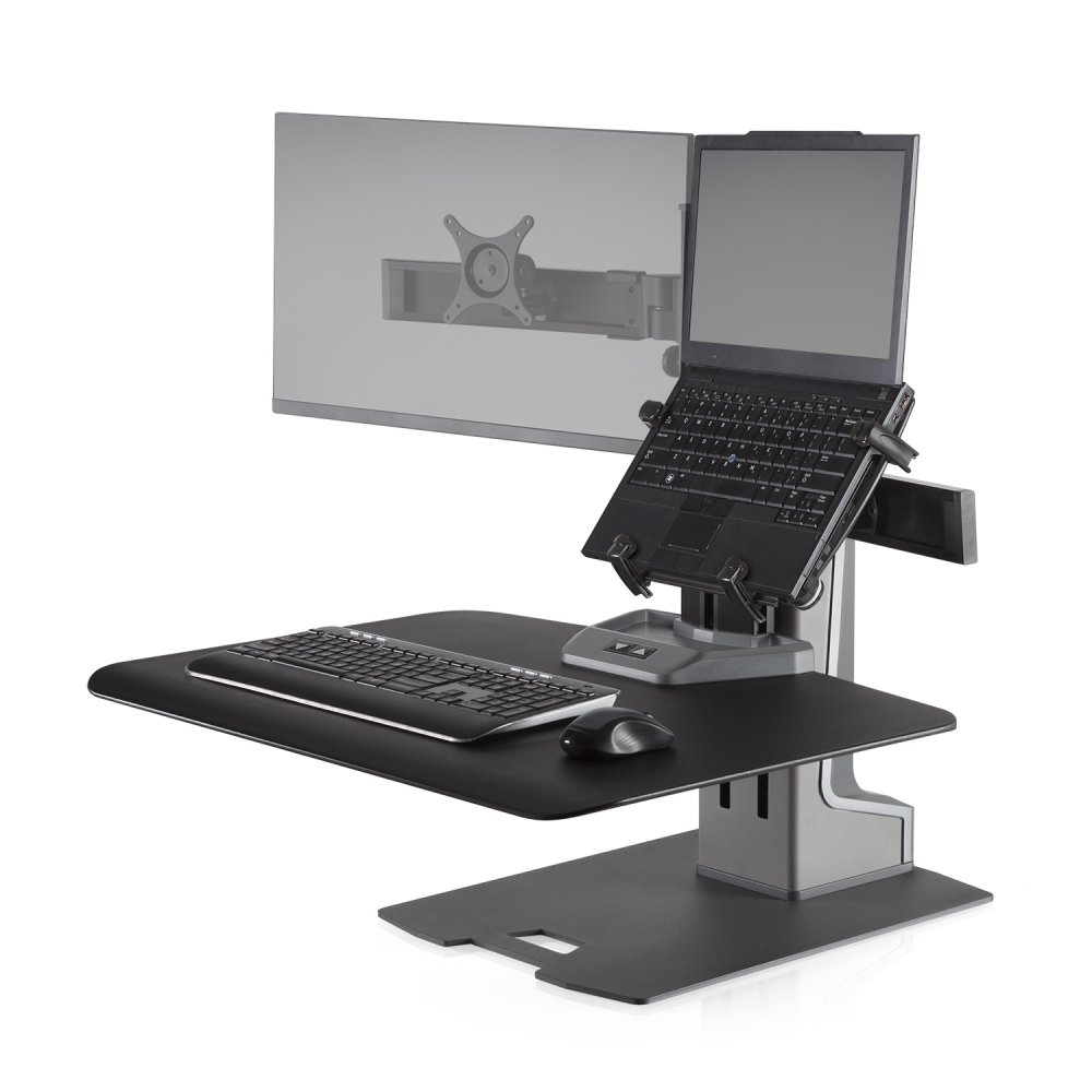 Winston E with 5501 Laptop Holder in Black front and Silver Back