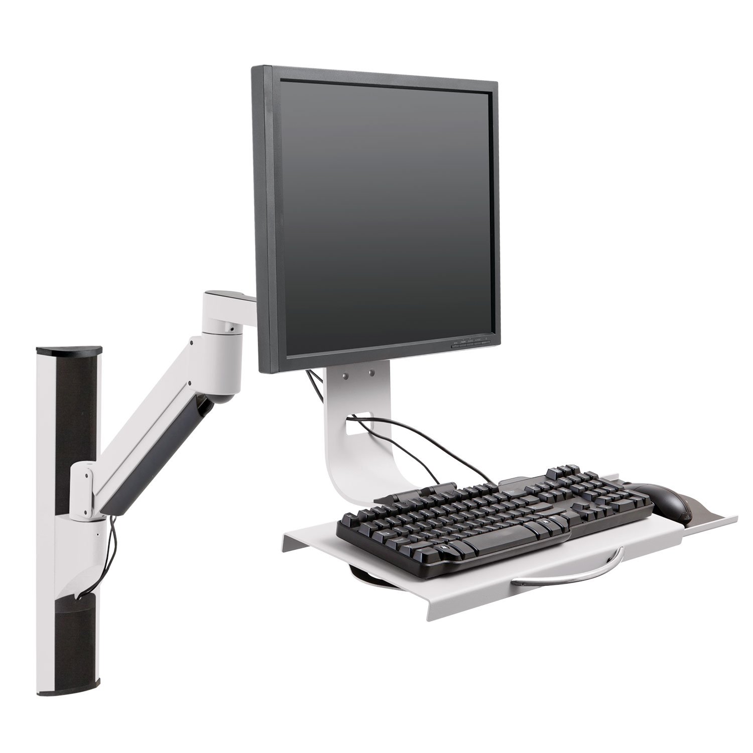 8326 Wall track with 7509 monitor arm with flip-up keyboard