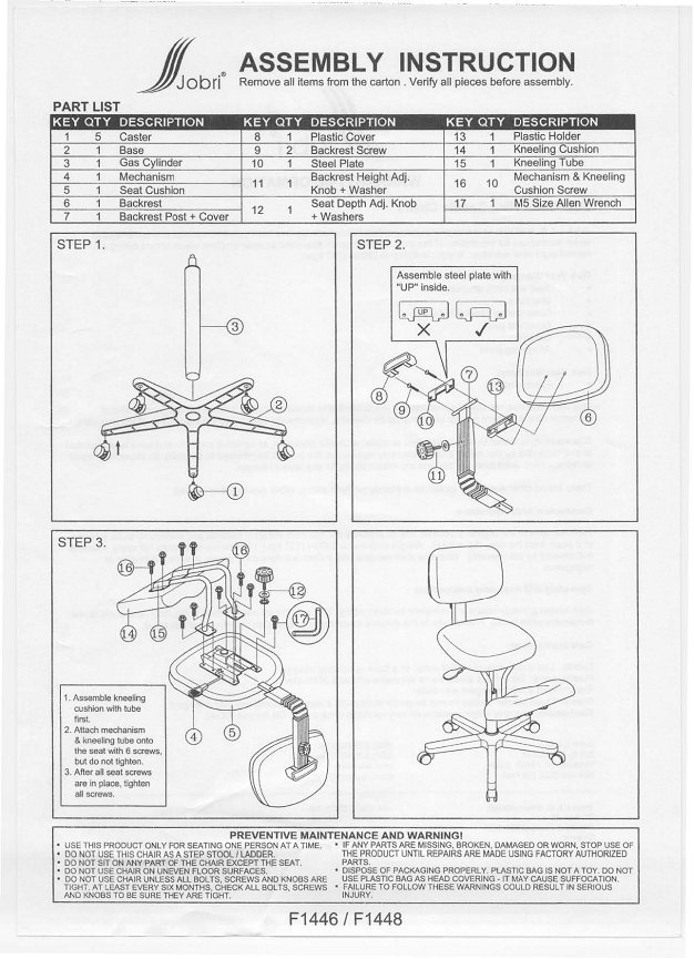 Jobri BP1446 BetterPosture Jazzy Ergonomic Kneeling Chair