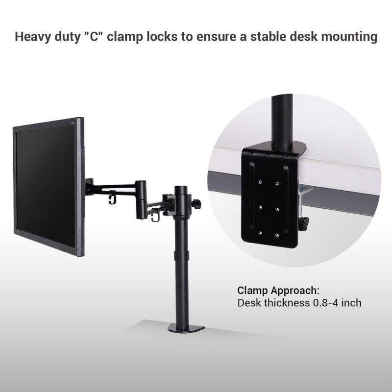 Loctek D2 Height Adjustable Full Motion Swing Monitor Mount