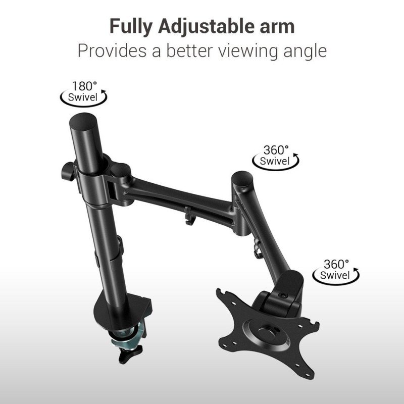 Loctek D2 Height Adjustable Full Motion Swing Monitor Mount