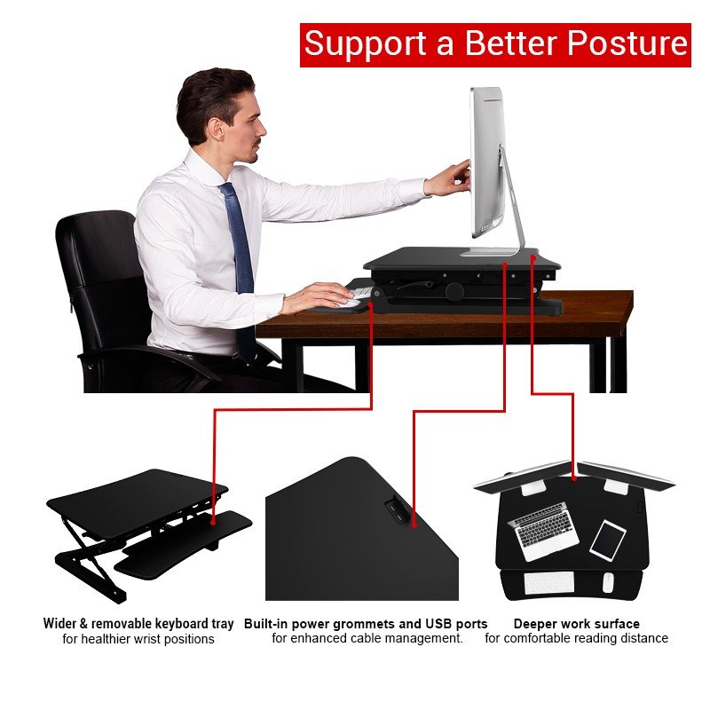 Loctek LX36 Wide Platform Height Adjustable Standing Desk Riser