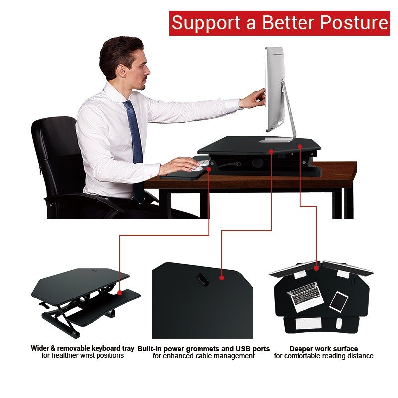 Loctek PC36 Wide Platform Height Adjustable Sit-Stand Corner Riser