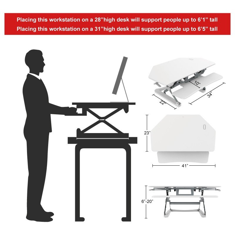 Loctek PC36 Wide Platform Height Adjustable Sit-Stand Corner Riser