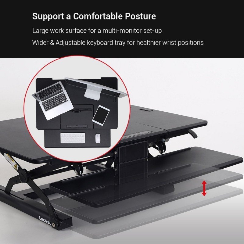 Loctek PL36B Wide Platform Height Adjustable Standing Desk Riser