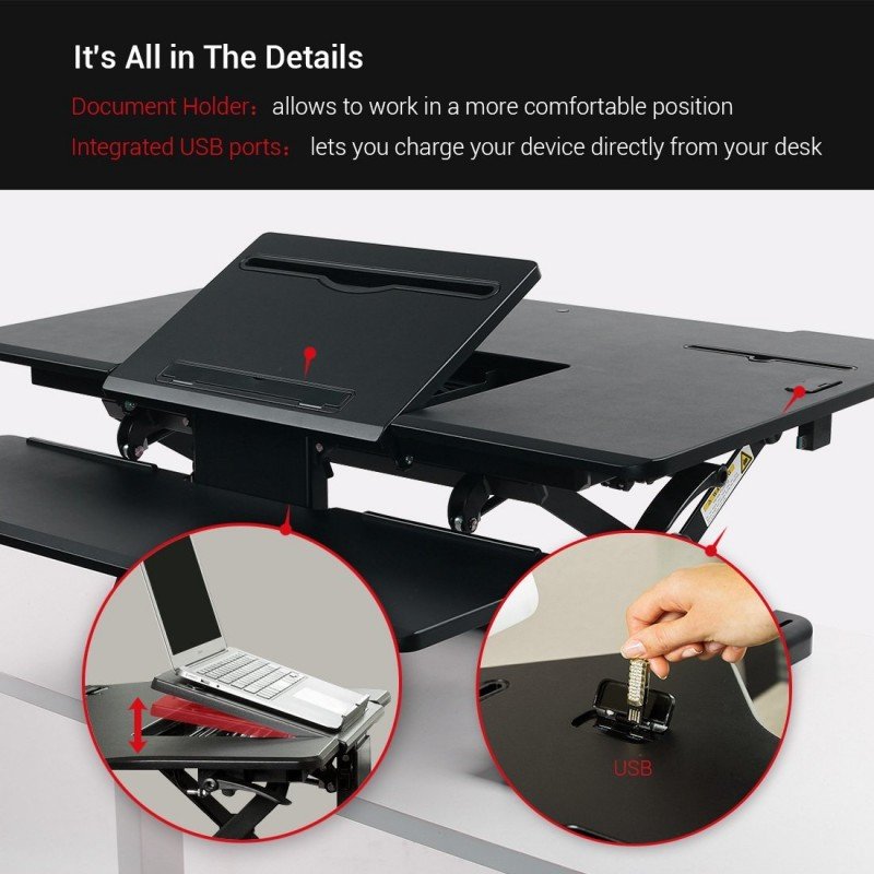 Loctek PL36B Wide Platform Height Adjustable Standing Desk Riser