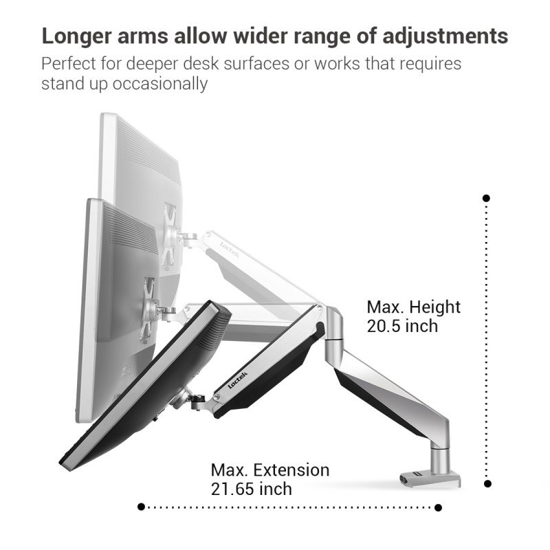 Loctek D7A Desk Mount Gas Spring Single Monitor Arm