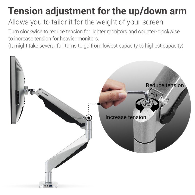 Loctek D7A Desk Mount Gas Spring Single Monitor Arm