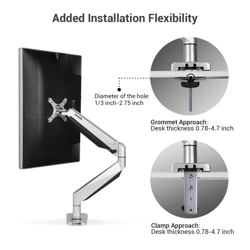 Loctek D7A Desk Mount Gas Spring Single Monitor Arm