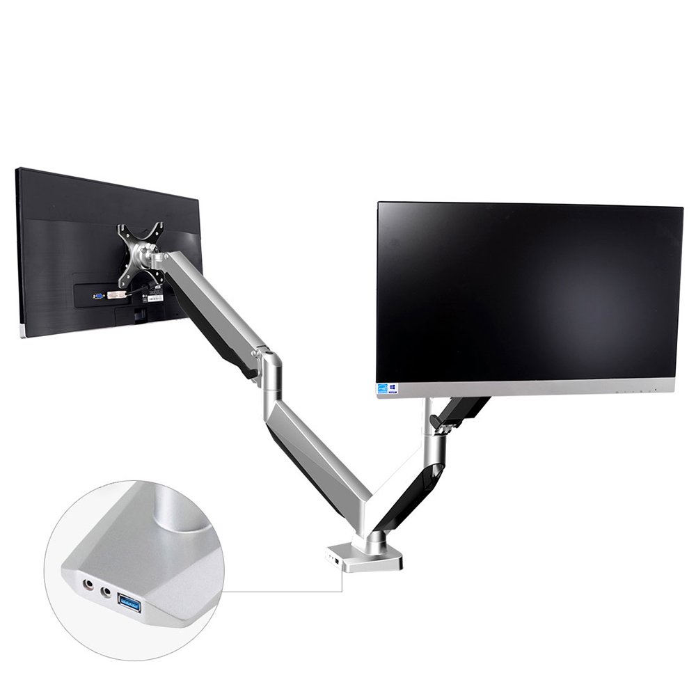 Loctek D7D Gas Spring Dual Monitor Arm Desktop Mount