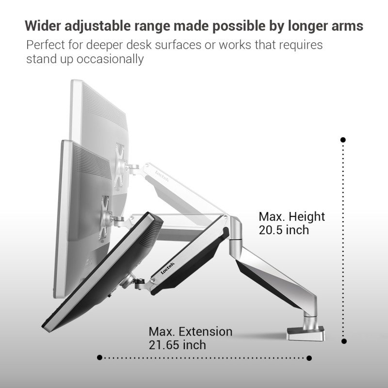 Loctek D7D Gas Spring Dual Monitor Arm Desktop Mount