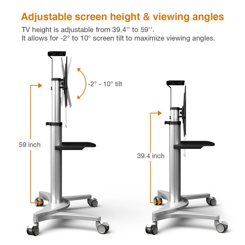Loctek P2 Universal Mobile TV Cart with DVD Shelf up to 70