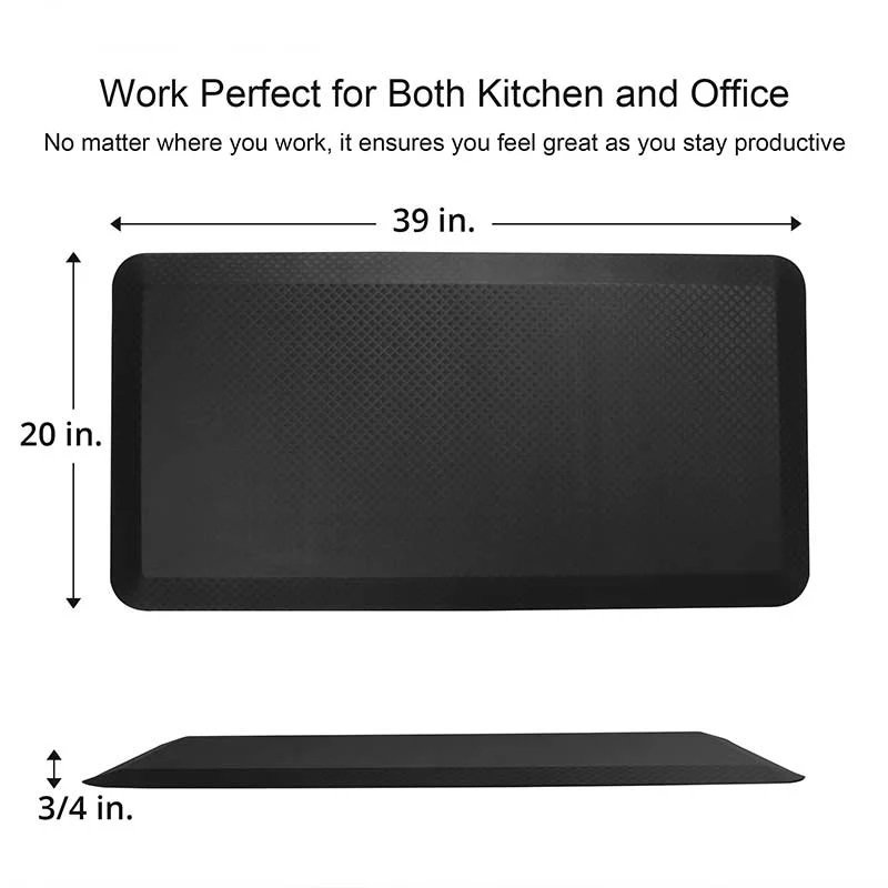 anti Fatigue Mat Floor Mat Extra Thick Standing Office 9/10 Inch 20 X 32  Black