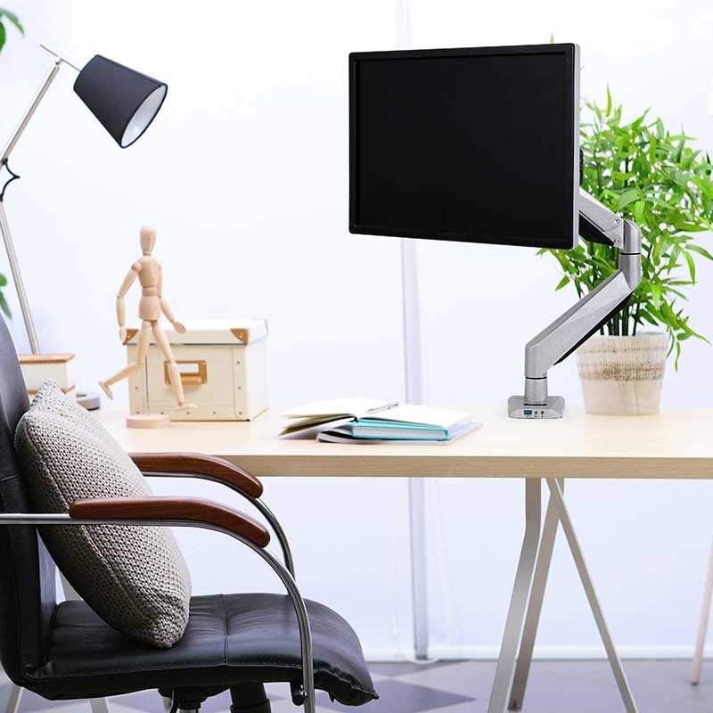 Loctek D7L Heavy Duty Full Motion Gas Spring Single Monitor Desk Mount