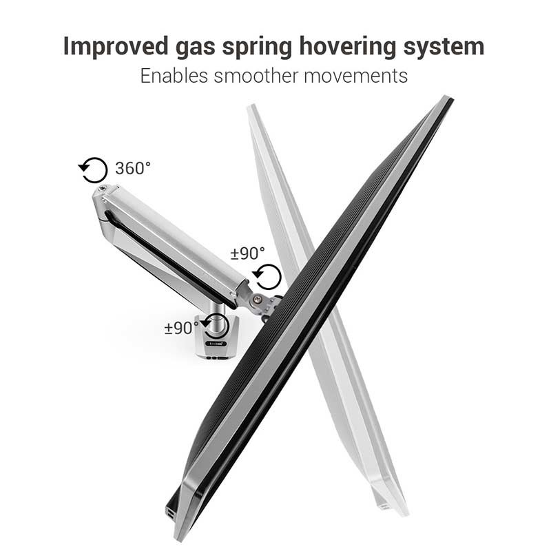 Loctek D7L Heavy Duty Full Motion Gas Spring Single Monitor Desk Mount