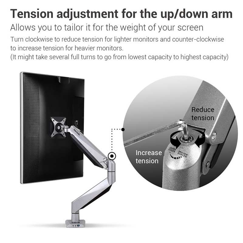 Mount-it! Dual Monitor Desk Mount, Pole Mounted Gas Spring Dual Monitor Arm