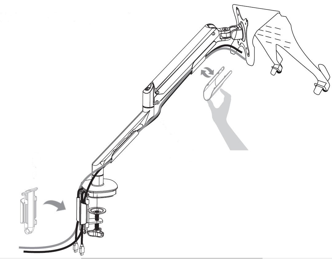 EDL-W Laptop Arm with 2 USB Ports - Height and Depth Adjustable