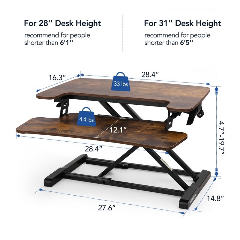 Flexispot M7B or M7N AlcoveRiser Standing Desk Converter - 28"