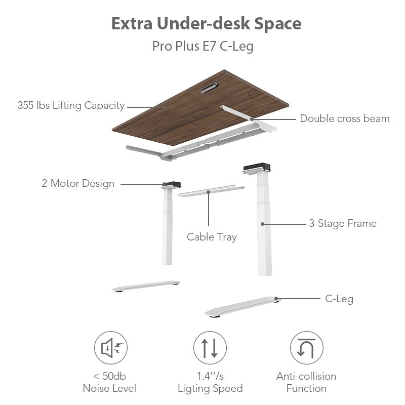 FlexiSpot E7 Electric 55W Height-Adjustable Standing Desk, Bamboo/Silver