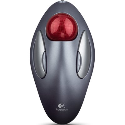 Front view of Logitech 910-000806 Trackman Marble Comfortable Ambidextrous Flexible Trackball Mouse
