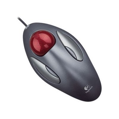 Side view of Logitech 910-000806 Trackman Marble Comfortable Ambidextrous Flexible Trackball Mouse