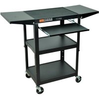 Luxor AVJ42KBDL Height Adjustable Steel Cart with Keyboard Tray and Drop Leaf Shelves