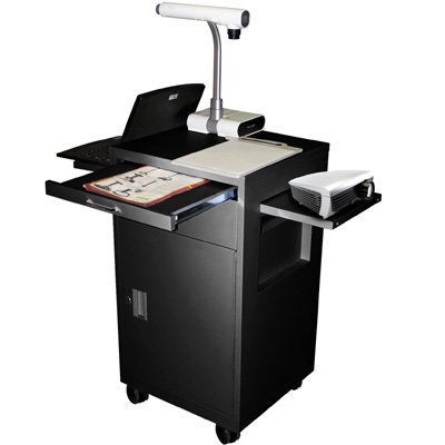 Luxor LMC2-B Multimedia Cart with Locking Cabinets and Drawer