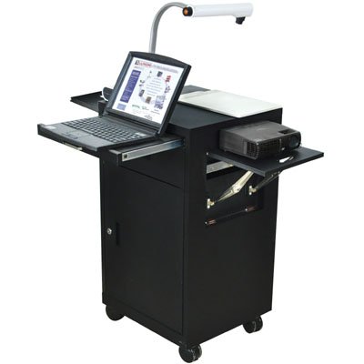Luxor LMC2-B Multimedia Cart with Locking Cabinets and Drawer
