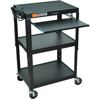 Luxor AVJ42KB Height Adjustable Steel Cart With Pullout Keyboard Tray