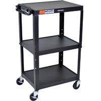 Luxor AVJ42 Height Adjustable A/V Steel Cart - Three Shelves